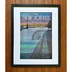 Framed 1980 The New Yorker Magazine March 31 Cover Charles Martin Hudson Bridge